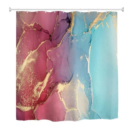 Shower Curtain Modern Custom Design - Marble Colour Grain Pink Gold Blue Buy Online in Zimbabwe thedailysale.shop