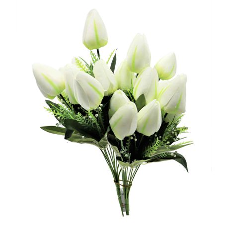 Never Fade Artificial Tulip Faux Flowers ( Set of 2) - White Buy Online in Zimbabwe thedailysale.shop