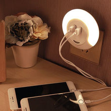 Load image into Gallery viewer, Light-controlled Bedside Lamp With Dual USB Charger
