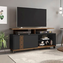 Load image into Gallery viewer, Linx Rack Topazio Entertainment TV Stand - Black &amp; Brown
