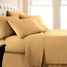 Load image into Gallery viewer, Wrinkle Resistant Super King Sheet Set Caramel Gold 4 Piece Bedding
