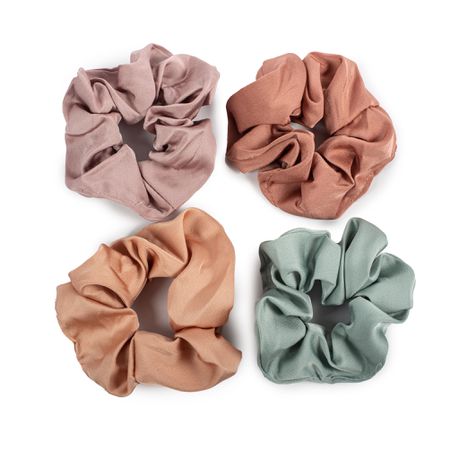 Set of 4 - Large Satin Silk Hair Scrunchies By Great Empire