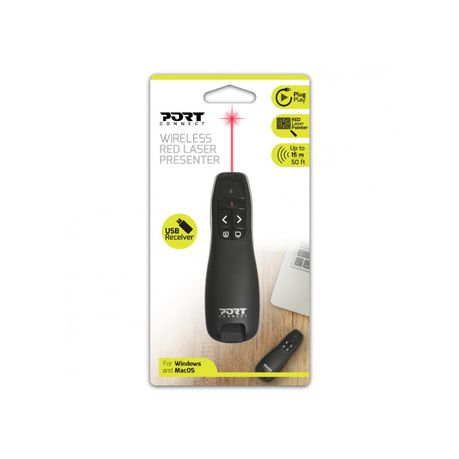 Port Connect Wireless 2.4GHz Red Laser Presenter - Black