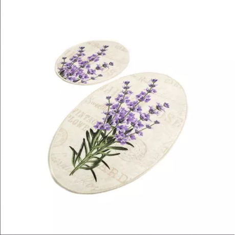 2 Piece Non-Slip Digital Printing Lavender Bathroom Mats Set Buy Online in Zimbabwe thedailysale.shop