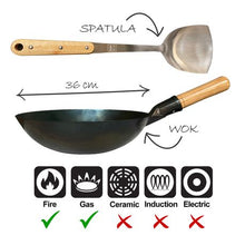 Load image into Gallery viewer, HouzeComfort Traditional Hammered Chinese Stir Fry Wok with Round Bottom
