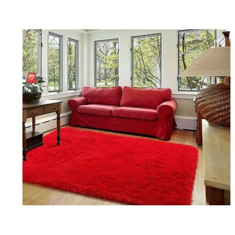 Red Shaggy Fluffy Rug(200x150cm)