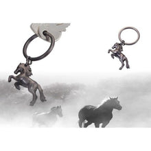 Load image into Gallery viewer, Troika Keyring Wild Horse on Chrome Split Keyring WILD HORSE Gunmetal Grey
