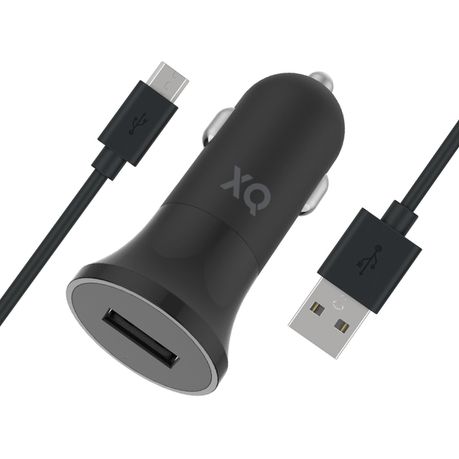 XQISIT Car Charger 2.4A Single USB- mUSB Cable - Black Buy Online in Zimbabwe thedailysale.shop