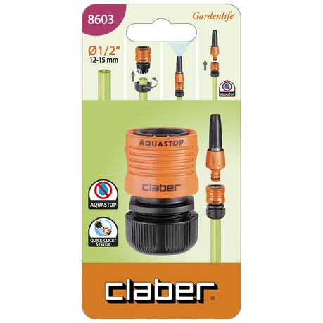 Claber 1/2 Click Connector With Aquastop (Carded) Buy Online in Zimbabwe thedailysale.shop