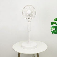 Load image into Gallery viewer, 3 Segment Height Adjustable LED Lights USB Rechargeable Standing Fan-White
