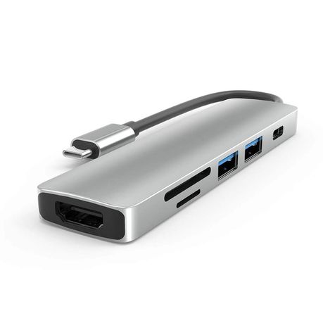 Pigna USB-C Multi-Function Adapter Hub - 6-in-1 - (HDMI, USB, SD Card) Buy Online in Zimbabwe thedailysale.shop