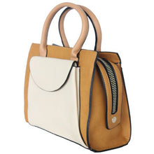 Load image into Gallery viewer, Blackcherry Classic Envelope Pocket Colour Block Tote-Khaki/Beige
