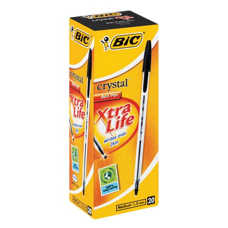 BIC Crystal Medium Xtra Life Ballpoint Pens - Black (Box of 20)