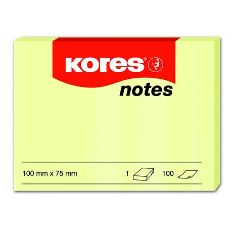 Kores Yellow Sticky Notes 100 x 75mm 100 sheets