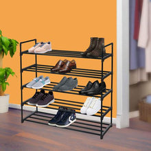 Load image into Gallery viewer, Knight 5 Tier Heavy Duty Metal Shoe Rack Multipurpose Organiser - Black
