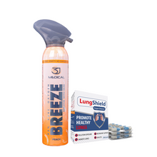 Load image into Gallery viewer, Breeze Oxygen 9L Peach &amp; Lungshield Oxygen Enhancing Capsules
