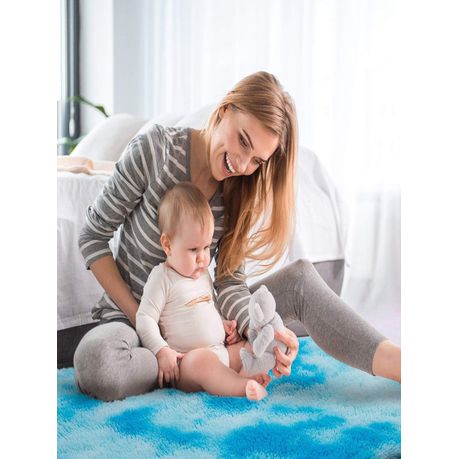 Fluffy Blue and White Rug/Carpet(200x150cm) Buy Online in Zimbabwe thedailysale.shop