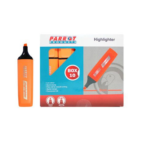 Parrot Marker Highlighter Box 10 - Orange Buy Online in Zimbabwe thedailysale.shop