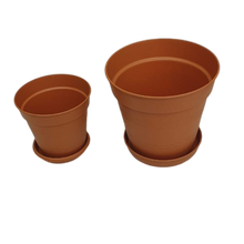 Load image into Gallery viewer, Ucsan - 2Pcs Flower Pot &amp; Drainage Tray Combo - 2.2lt + 6lt - Rust
