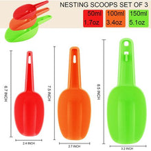 Load image into Gallery viewer, 3 Piece Measuring Dog/Cat Food Scooper 50/100/150grams
