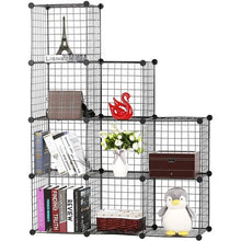 Load image into Gallery viewer, 9 Cube Wire Metal Grid Bookcase Shelf Storage Cabinet Organizer
