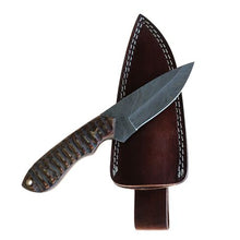 Load image into Gallery viewer, Handmade Damascus Knife Corrugated Handle Brown
