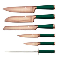 Load image into Gallery viewer, Berlinger Haus 7-Piece Titanium Coating Knife Set with Wood Stand - Emerald
