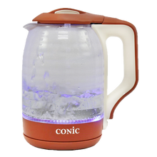 Load image into Gallery viewer, Conic 1.8l 1500W Glass Body Electric Kettle - Blue Halo Light Base - Copper
