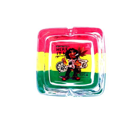 Cannabis leaf Rasta Color Square Glass Ashtray Buy Online in Zimbabwe thedailysale.shop