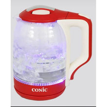 Load image into Gallery viewer, Conic 1.8l 1500W Glass Body Electric Kettle with Blue Halo Light Base - Red
