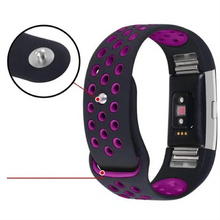 Load image into Gallery viewer, Killerdeals Fitbit Charge 2 Silicone Strap – Black &amp; Purple - S/M
