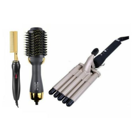 Hair Styling Kit- Dryer, Ceramic Hot Comb and a 5 Barrel Crimping Iron Buy Online in Zimbabwe thedailysale.shop