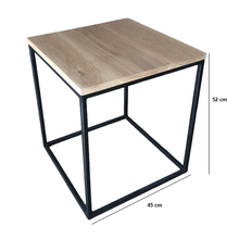 Load image into Gallery viewer, Side Table or Bedside Table - Wood (Solid Oak) and Metal
