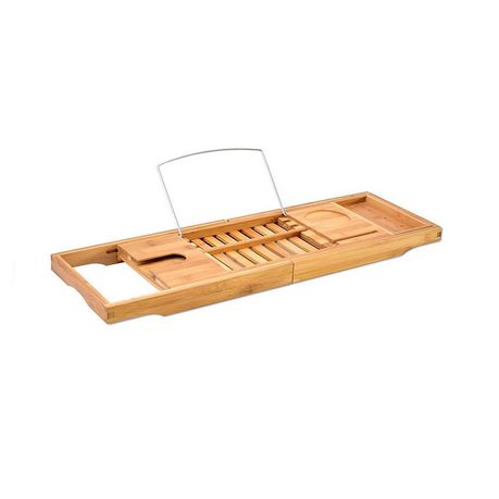 Expandable Bamboo Spa Bathtub Tray With Wine Glass Slot/ Book/Tablet Holder Buy Online in Zimbabwe thedailysale.shop