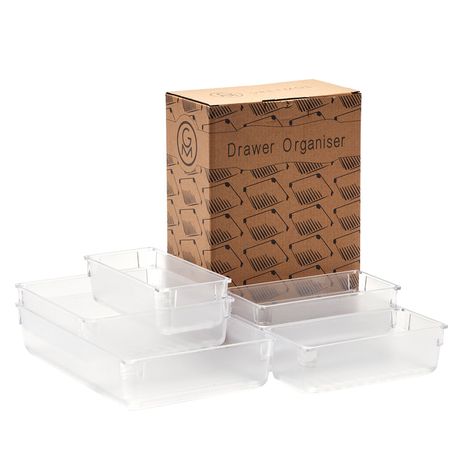 Gretmol Clear Plastic Drawer Organizers - Set of 6 Buy Online in Zimbabwe thedailysale.shop