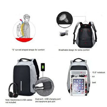 Load image into Gallery viewer, Anti theft back pack (Dual port) - Grey
