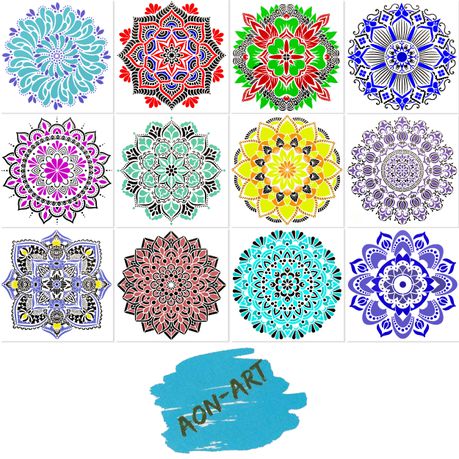 Aon-Art Large Mandala Reusable Stencils – 12 PACK (30cm X 30cm) – Laser Cut Buy Online in Zimbabwe thedailysale.shop