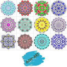 Load image into Gallery viewer, Aon-Art Large Mandala Reusable Stencils – 12 PACK (30cm X 30cm) – Laser Cut
