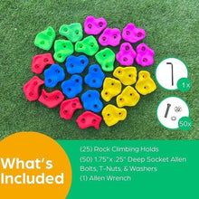 Load image into Gallery viewer, Vocobird, Kids Rock Climbing Grips, Assorted Colors, 25 Grips with Fastners
