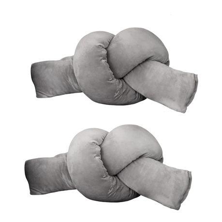 Creative Deco SET OF 2 Large Knotted Pillow Cushions – Spandex - Cloud Grey Buy Online in Zimbabwe thedailysale.shop