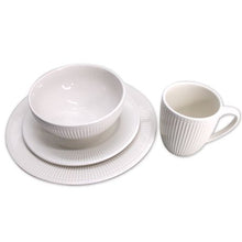 Load image into Gallery viewer, 16 Piece Ivory White Embossed Ceramic Dinnerware Set - Design 09
