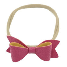 Load image into Gallery viewer, Kimble Baby Gorgeous Faux Leather Bow Headband - Pink (4 Pack)
