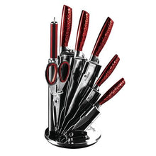 Load image into Gallery viewer, Berlinger Haus 8 Piece Stainless Steel Knife Set with Stand - Burgundy
