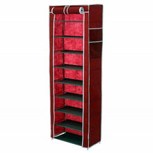 Load image into Gallery viewer, Multipurpose Portable Folding Shoe Rack 9 Tier -Red
