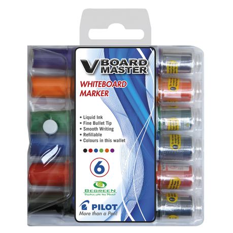 Pilot V Board Master Whiteboard Markers - Wallet of 6 Colours Buy Online in Zimbabwe thedailysale.shop