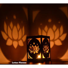 Load image into Gallery viewer, Candle Holder Lantern Lotus Flower Magic Shadow Box
