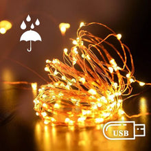 Load image into Gallery viewer, USB Powered LED Copper Wire Fairy Lights Warm White - 10m
