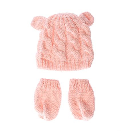 All Heart Pink Baby Beanie With Matching Gloves