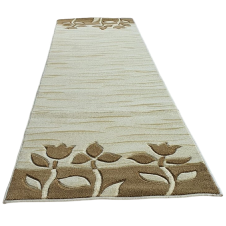 Embossed Turkish Carpet Runner - Cream/Brown - 80x300cm (0079) Buy Online in Zimbabwe thedailysale.shop