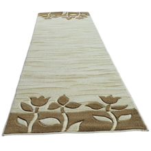 Load image into Gallery viewer, Embossed Turkish Carpet Runner - Cream/Brown - 80x300cm (0079)
